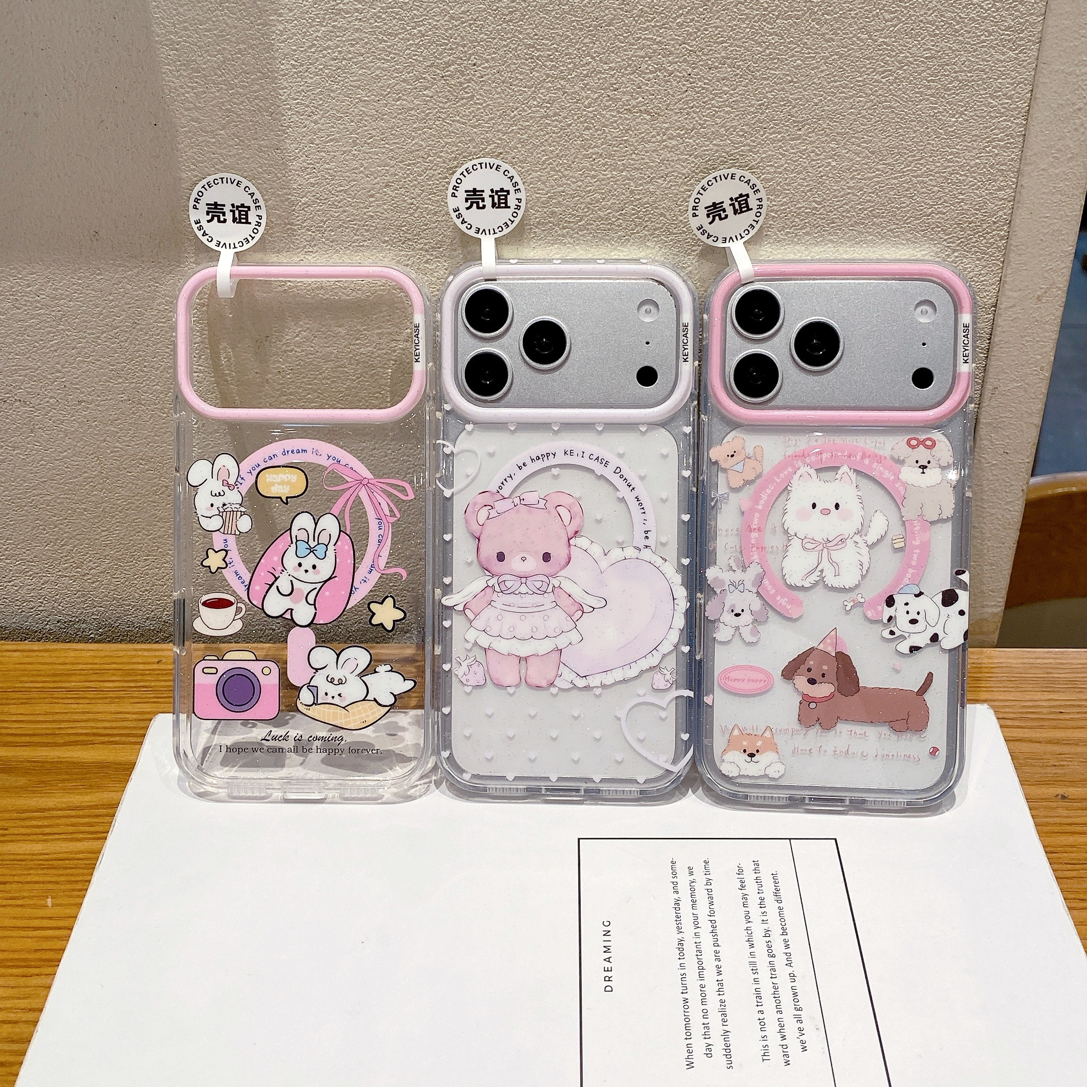 壳谊细闪悠闲兔子小熊腊肠狗适用iphone苹果17promax卡通16pro小众15可爱14甜美13男女包相机键IMD磁吸手机壳