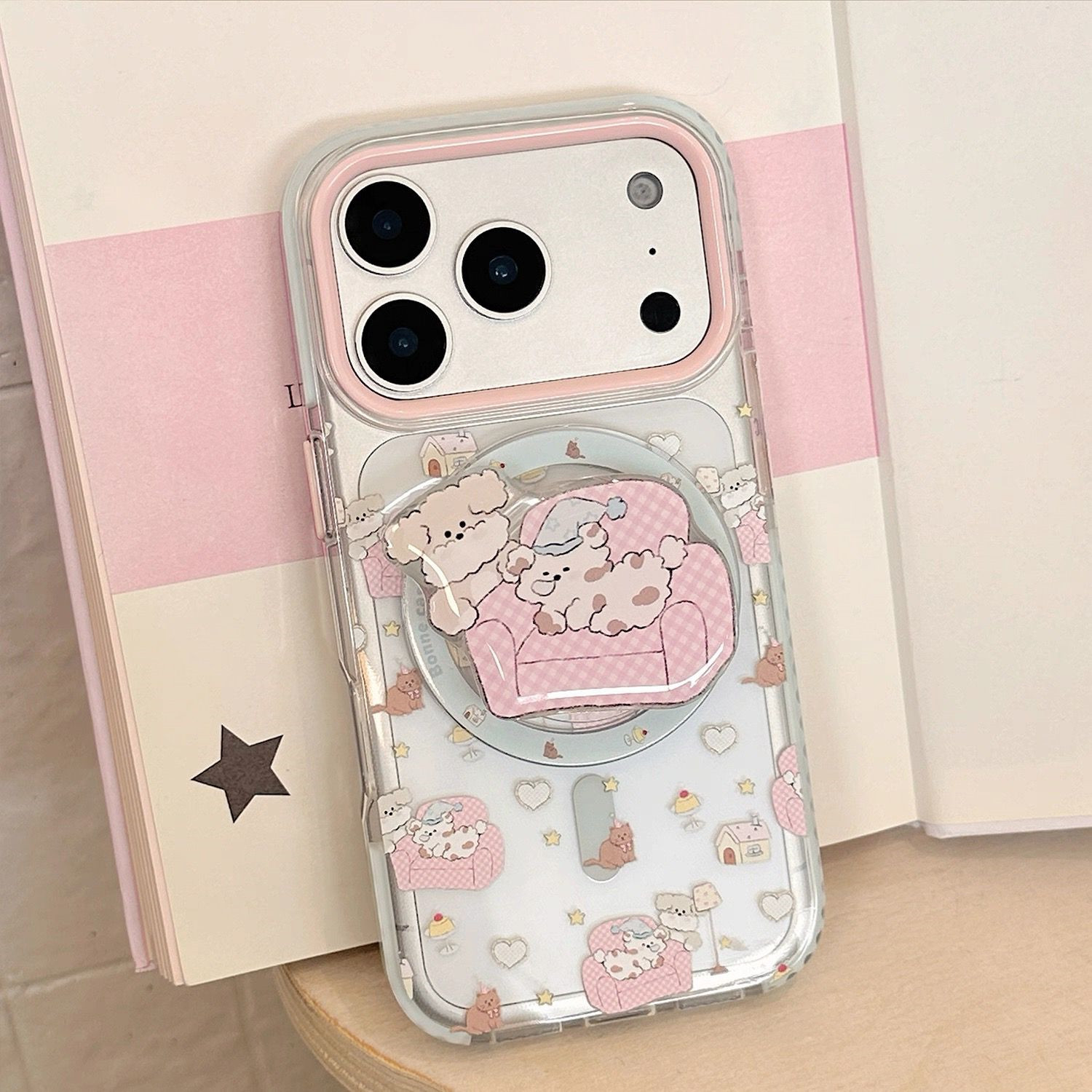 可爱粉沙发小狗磁吸适用iPhone17pro手机壳新款苹果17promax卡通16磁吸15pm全包防摔14plus情侣保护套