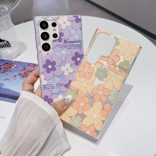ins新中式小清新花朵适用三星s24ultra手机壳新款s23utral高级软壳s25防摔s22+保护套a55全包壳女款