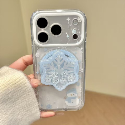 ins氛围感满屏雪花透明磁吸适用iPhone17pro手机壳新款苹果17promax高级感16小众15pm全包防摔14保护套创意