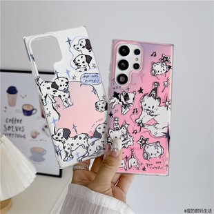 镭射渐变软壳镂空小狗适用三星s24ultra手机壳新款s25utral透明高级感软壳s23+防摔s22u保护套s55全包壳子