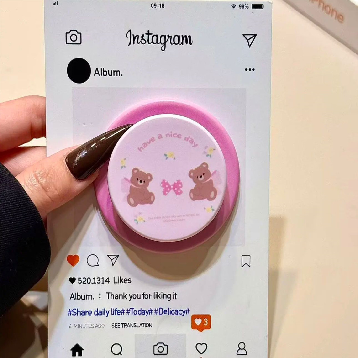 磨砂粉底蝴蝶结小熊适用magsafe磁吸支架手机壳背贴气囊支架吸磁,3C数码配件,手机支架/手机座,淘宝优惠券,粉丝福利购,淘宝优惠卷