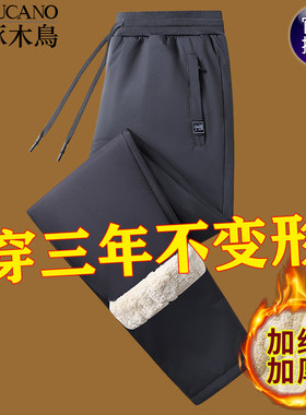 啄木鸟男加厚羊羔绒保暖休闲棉裤