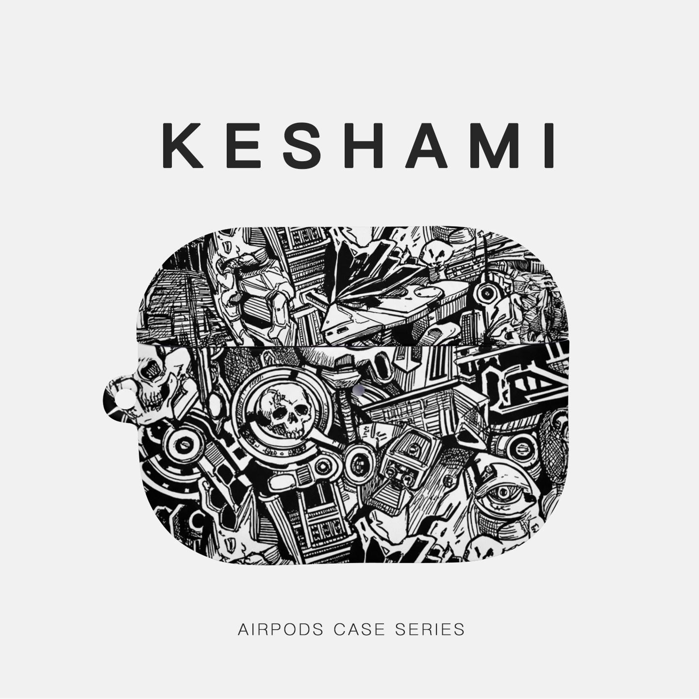 keshami 适用苹果AirpodsPro3/Pro2/Airpods4耳机壳保护壳新款全包磨砂硬壳防摔机械骷髅