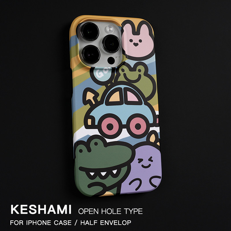 苹果系列14Pro磨砂硬壳卡通涂鸦