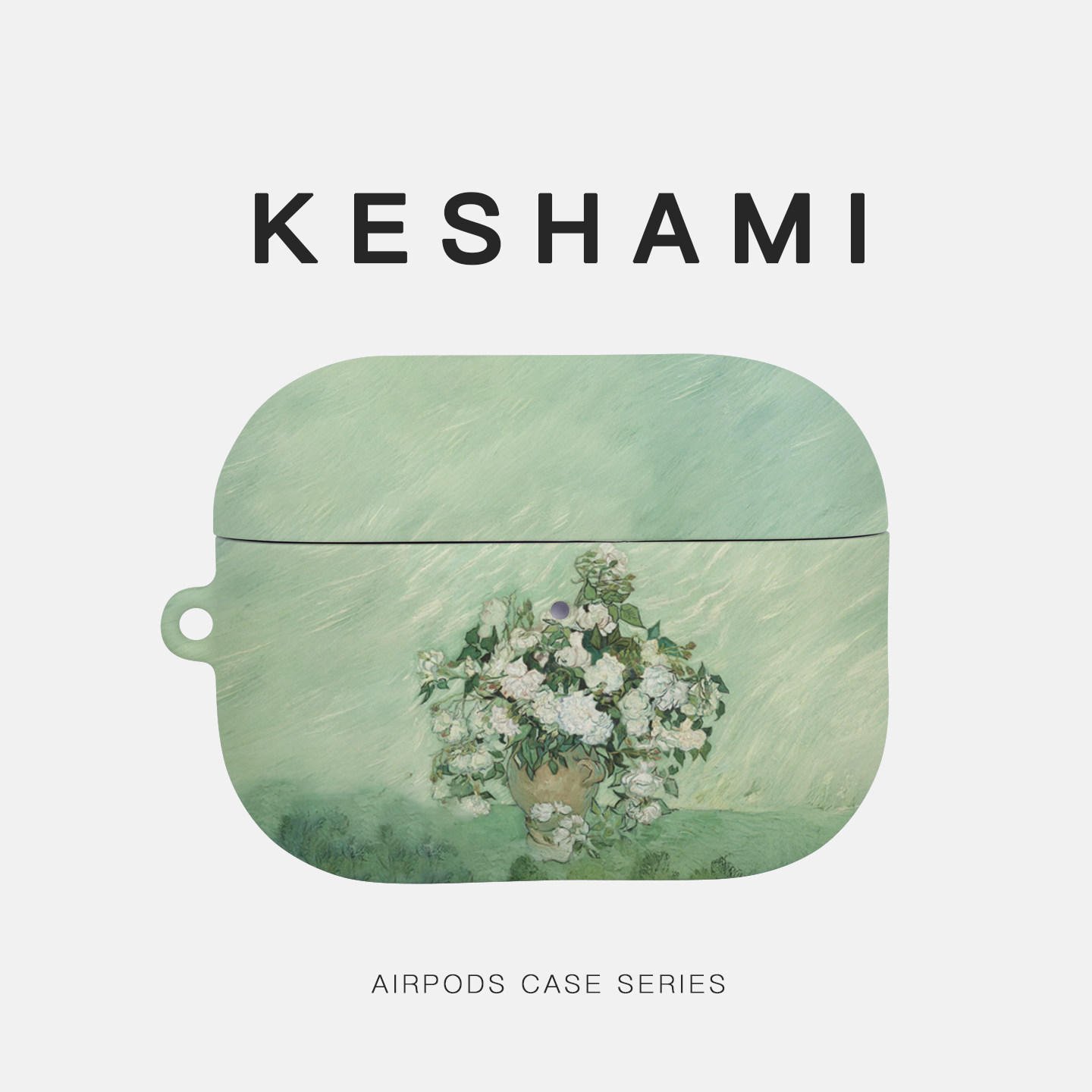 keshami 适用苹果AirpodsPro3/Pro2/Airpods4 全包磨砂耳机壳保护壳油画白玫瑰,3C数码配件,耳机保护套,淘宝优惠券,粉丝福利购,淘宝优惠卷