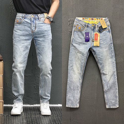 美式复古牛仔裤男款夏季新款弹力