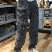 蒋劲夫同款 24ss神裤 平替水洗机能牛仔宽松阔腿裤 多口袋工装 男