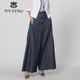 马天奴夏季 时尚 新款 专柜正品 蓝色纯棉宽松阔腿裤 子配腰带裙裤 女裤