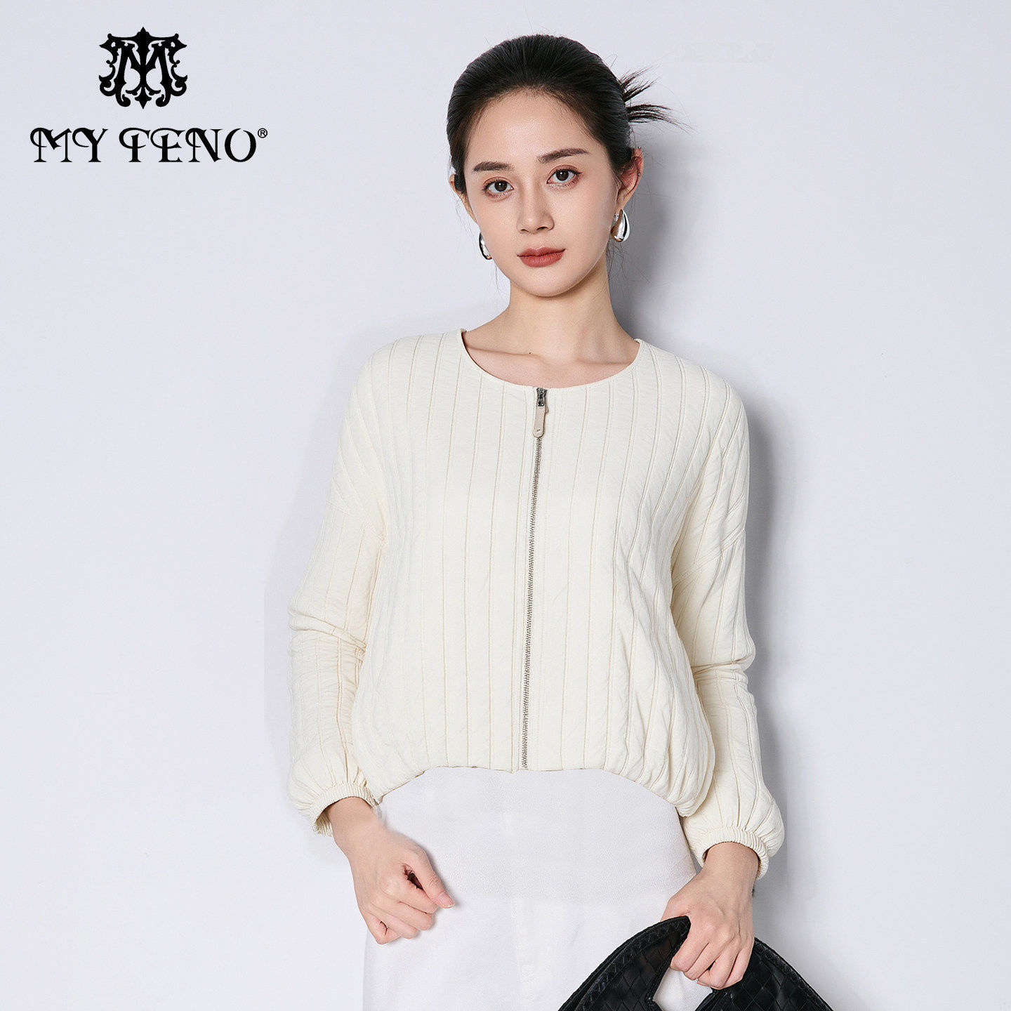 马天奴秋冬新款纯色圆领拉链短款廓形外套绗线气质时尚通勤百搭女,女装/女士精品,短外套,淘宝优惠券,粉丝福利购,淘宝优惠卷