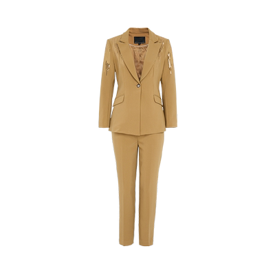 马天奴纯色戗驳领西装西裤套装