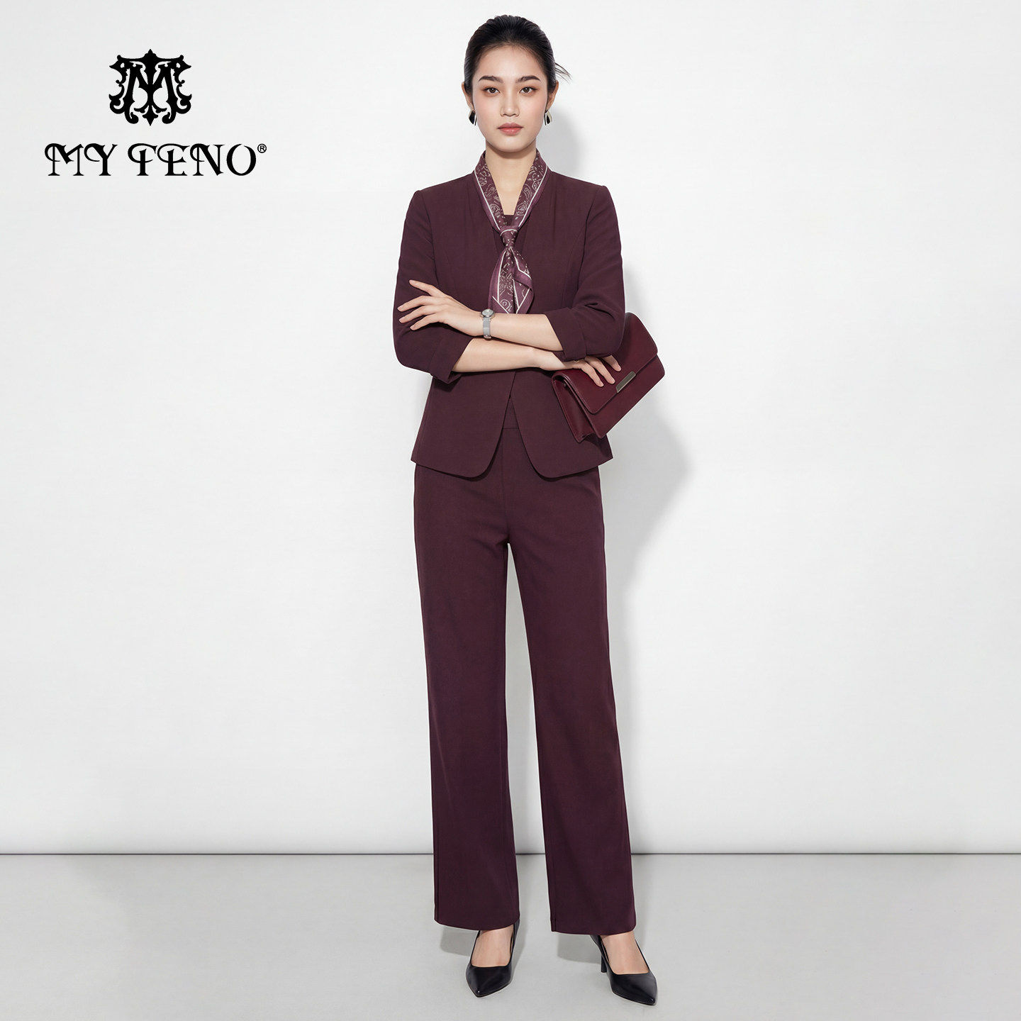 马天奴2026春夏新款女V领西装外套直筒裤子围巾三件套装通勤时尚,女装/女士精品,时尚套装,淘宝优惠券,粉丝福利购,淘宝优惠卷