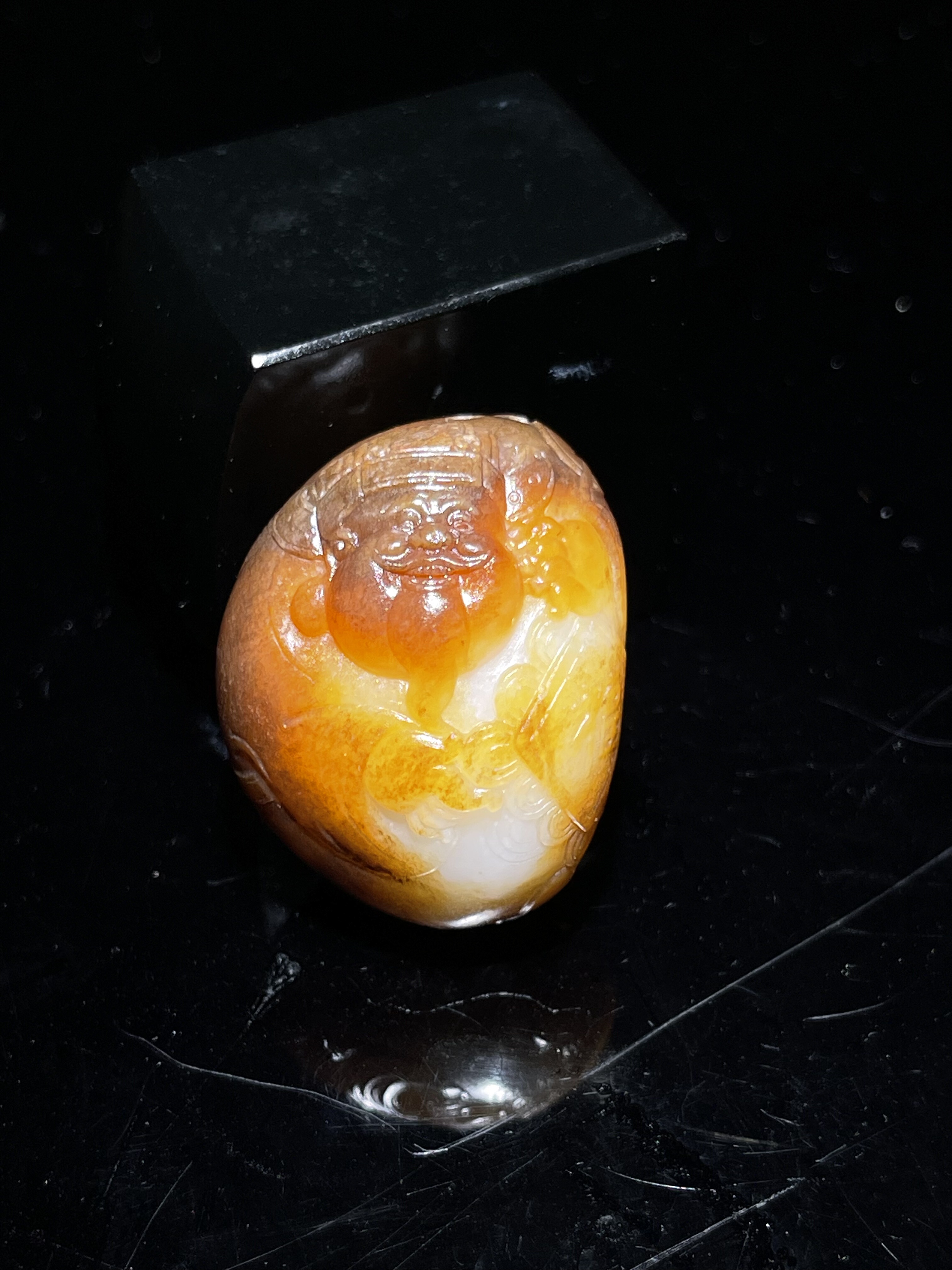 苏工玉雕新疆和田玉籽料红皮白肉财神吊坠挂件男女款玉坠礼物