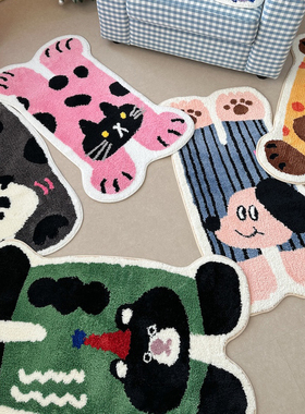 设计师款ins卡通多巴胺百搭家用地垫tpr材质立体圈绒防滑儿童地垫