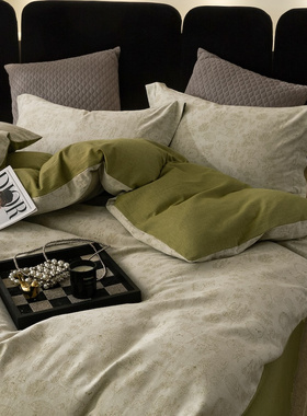 复古提花小熊60s色织全棉纯棉四件套干爽触感被套床单床上用品