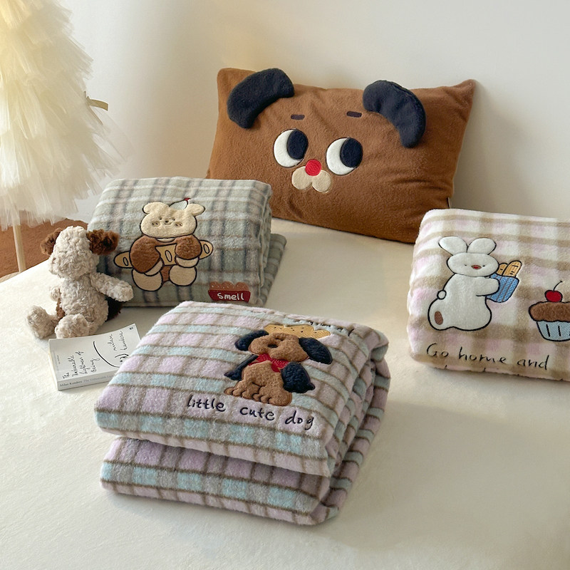 复古美拉德秋冬保温毛毯沙发盖毯双层加厚办公室午休羊羔绒小毯子