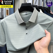 polo衫 啄木鸟男士 凉感条纹2025年款 冰丝半袖 短袖 t恤中年爸爸夏装