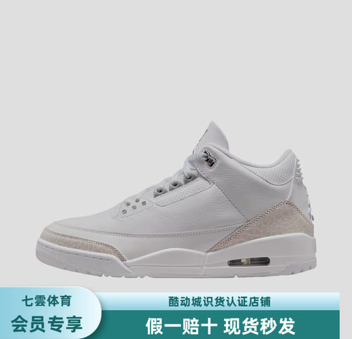 Air Jordan 3 运动休闲鞋 潮流复古 金属银/白色 CT8532-111