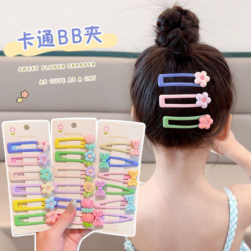 糖果色大号碎发夹侧边夹女童甜美卡通花朵小熊方形BB夹儿童掰掰夹