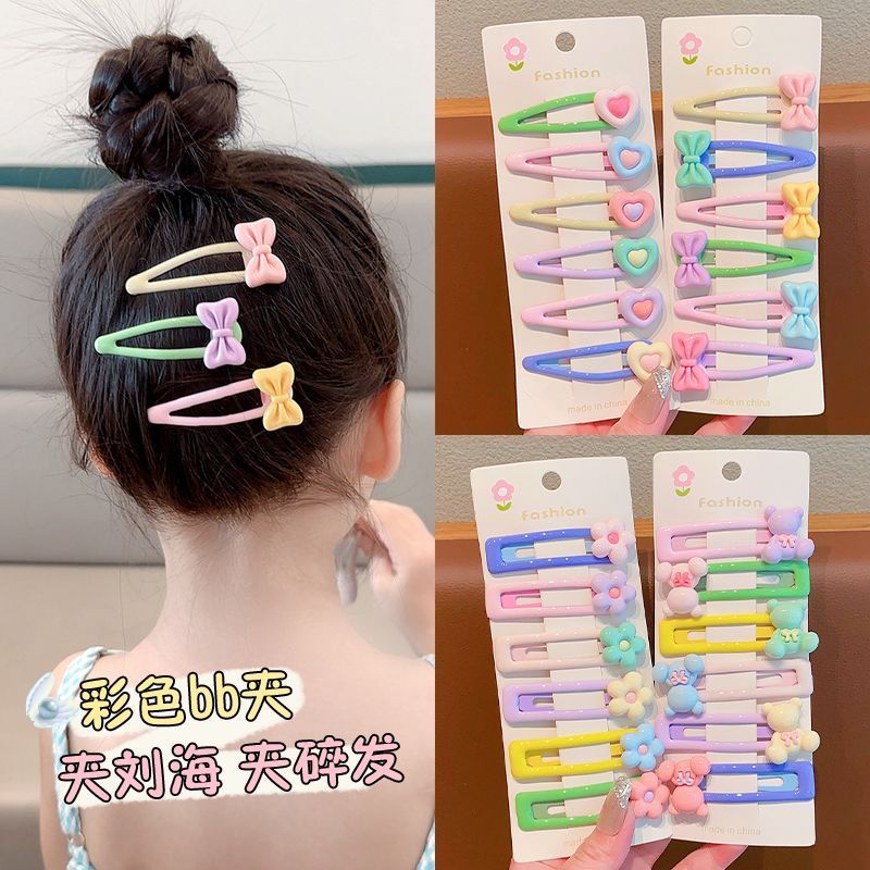 糖果色大号碎发夹侧边夹女童甜美卡通花朵小熊方形BB夹儿童掰掰夹