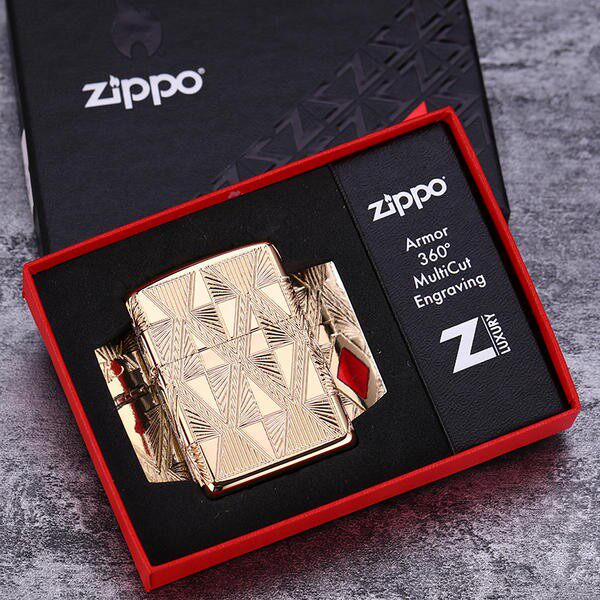 Zippo正品美版在版 奢华盔甲镀金四面深雕钻石纹 29671收藏纪念男