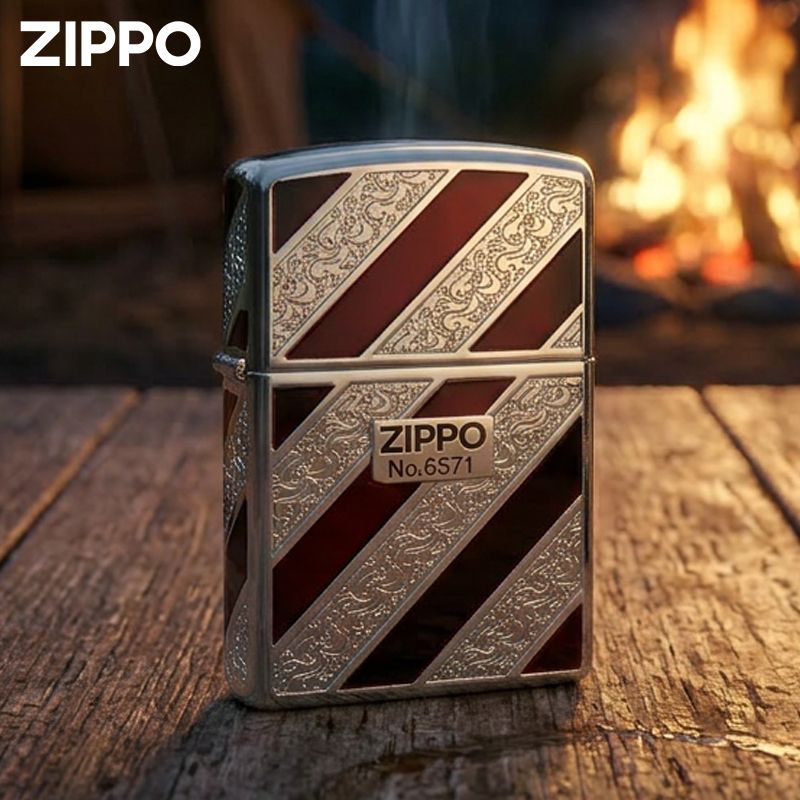 zippo打火机正品盔甲黑色斜纹蔓草红色防风煤油送男友节日礼物