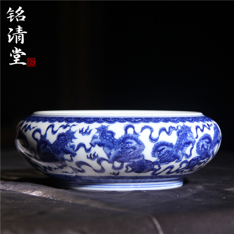 铭清堂于君窑青花事事如意笔洗