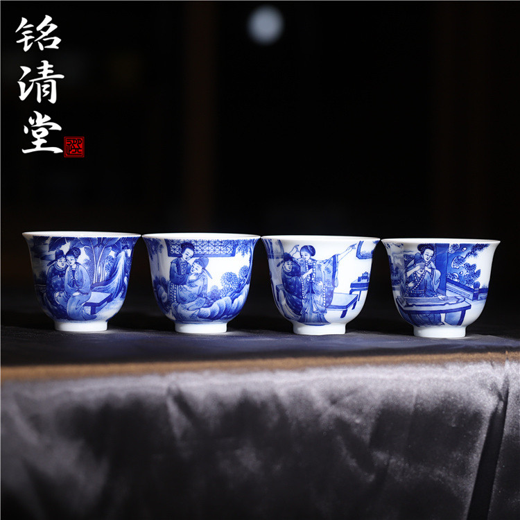 铭清堂于君窑青花十二金钗铃铛杯