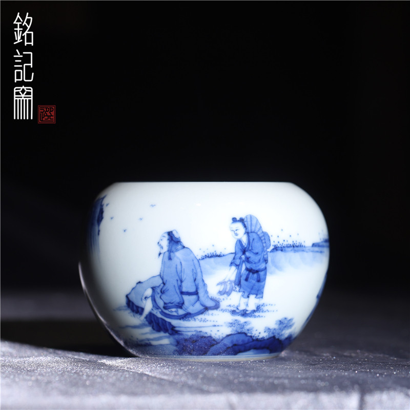 铭记窑全手工青花沉思水盂烟灰缸