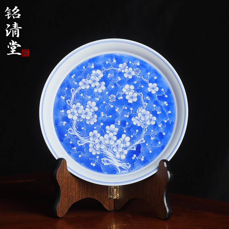 景德镇青花铭清堂于君窑冰梅壶承全手工复古花卉壶垫中式陶瓷茶具