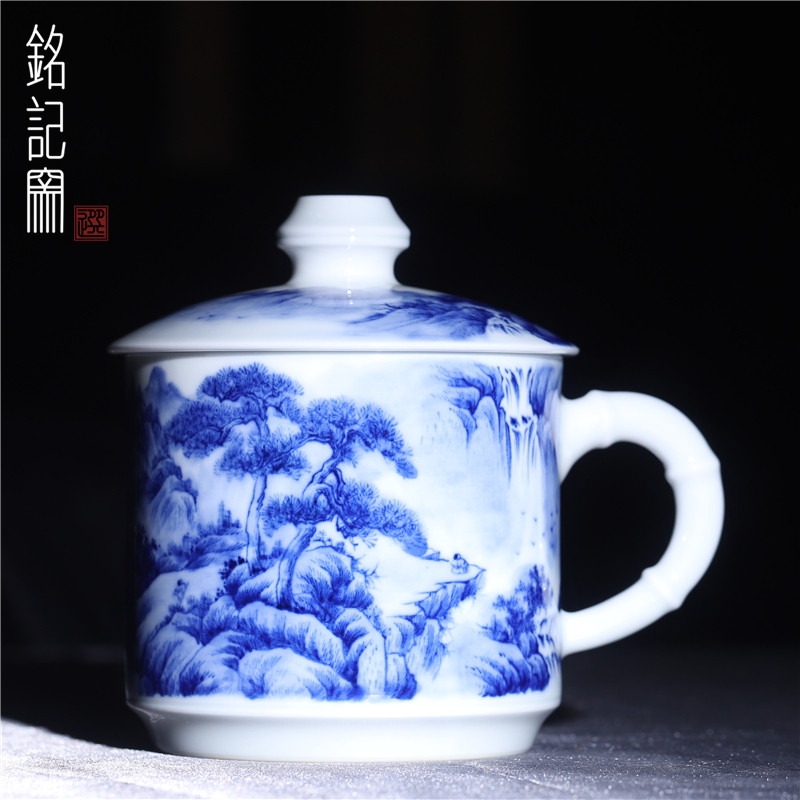铭记柴窑金底山水办公杯全手工杯