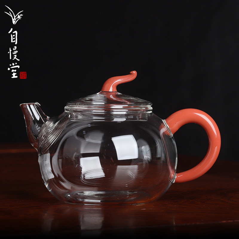 台湾自慢堂茶壶玻璃汝红南瓜壶