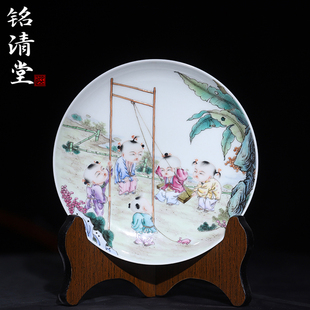 铭清堂于君粉彩手绘五子婴戏壶承全手工中式茶盘复古赏盘陶瓷茶具