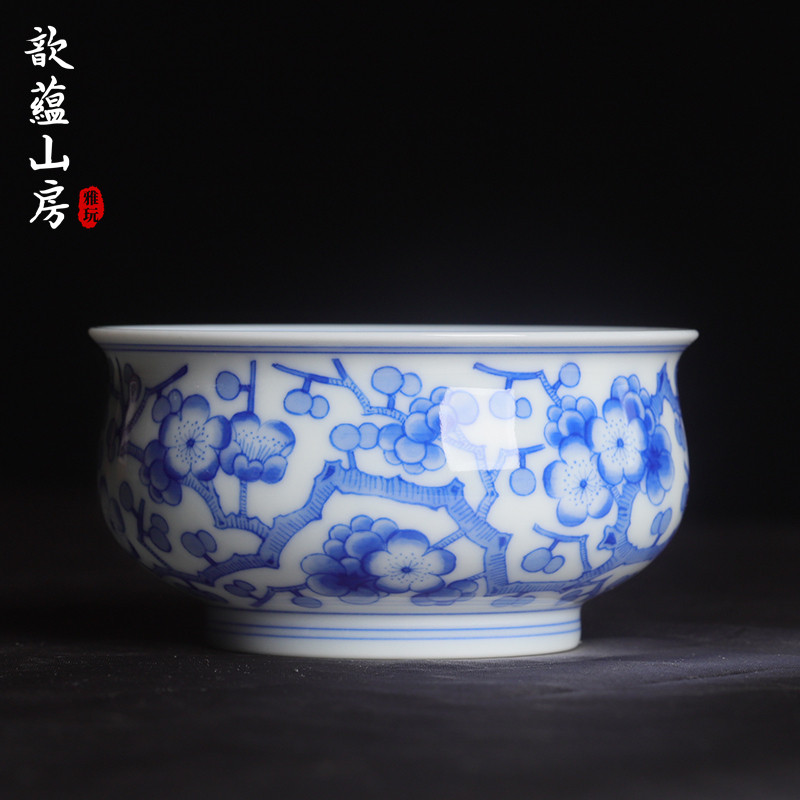 歆蕴山房满梅炉式杯手工梅花茶杯