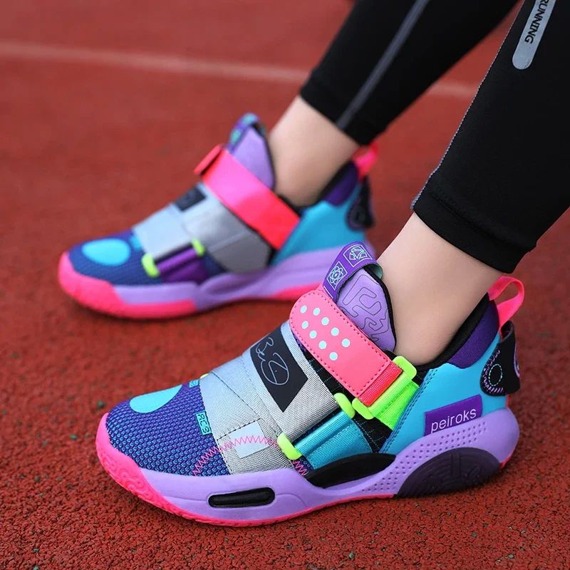 Kids Basketball Shoes Pu High-top Indoor Field Training Snea