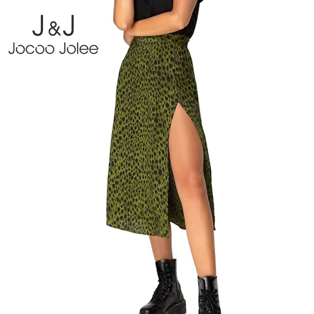 Jocoo Jolee Elegant Leopard Floral Printing Long Skirt Women
