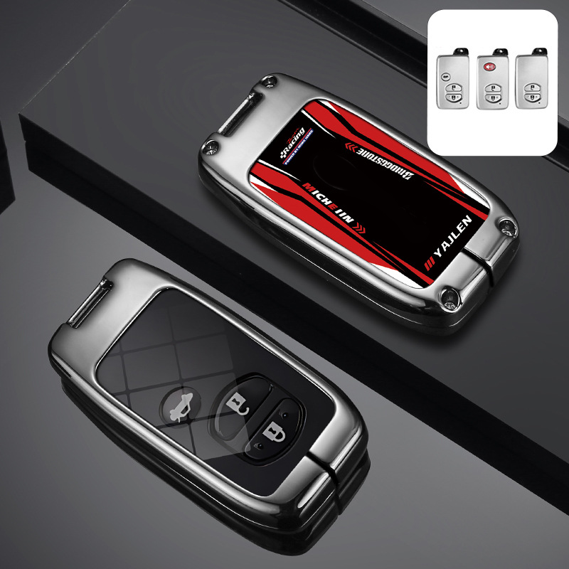 适用丰田老款凯美瑞 普拉多 霸道 酷路泽智能钥匙套合金赛道壳扣