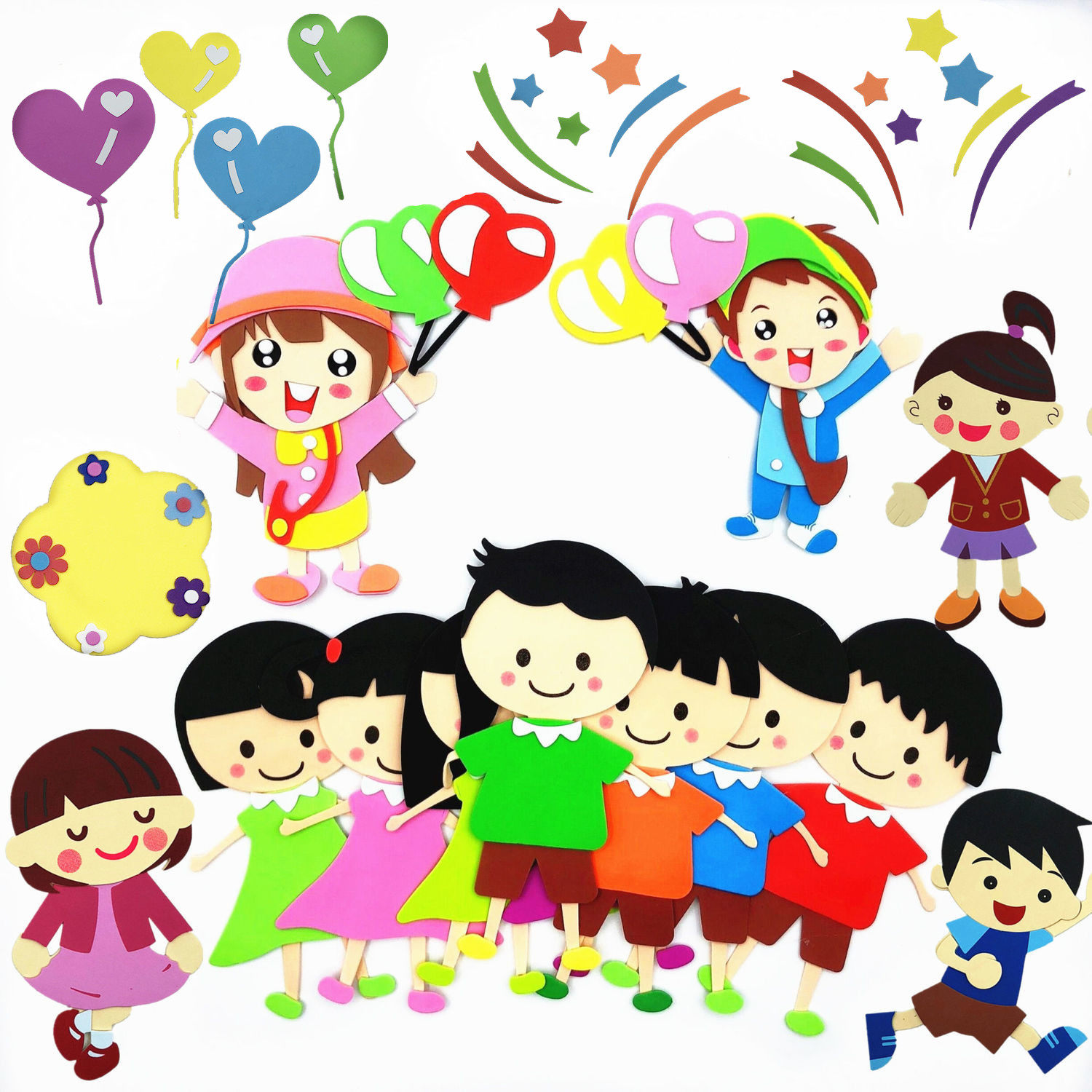 幼儿园教室布置立体可爱卡通人物小孩男孩女孩墙贴黑板报装饰材料