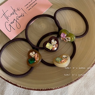 宝石水钻发绳高马尾头绳麻花辫皮筋弹力发饰女2023