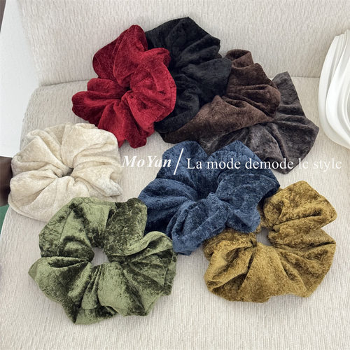 秋冬新款绒面纯色大肠发圈女高弹力扎头发绳丸子头绳复古气质