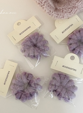 软糯毛绒电话线发圈紫色简约扎头发皮筋女无痕发绳韩式百搭头绳发