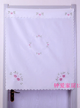 卧室门帘半帘布艺四季白色绣花长门帘厨房油烟隔断半截老式布门帘