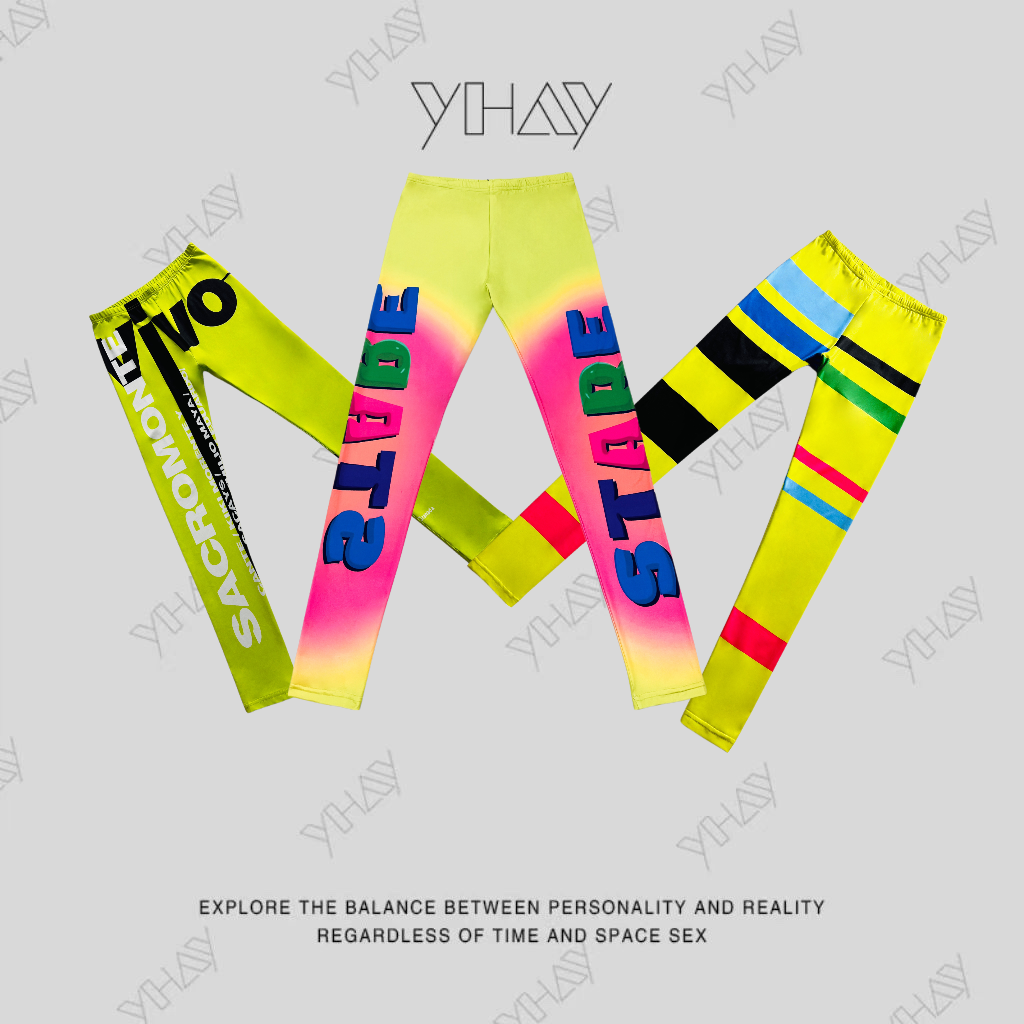 YHAY彩色字母条纹打底裤春夏新款撞色图案潮牌弹力显瘦运动休闲裤,女装/女士精品,打底裤,淘宝优惠券,粉丝福利购,淘宝优惠卷