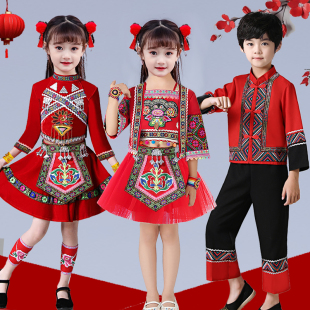 元旦儿童喜庆秧歌演出服幼儿腰鼓服中国风打鼓服开门红民族舞蹈服