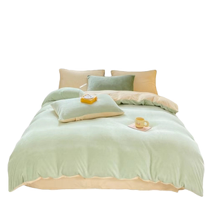 无印良品牛奶绒床上四件套珊瑚绒冬季双面加绒床单被套法兰绒床品