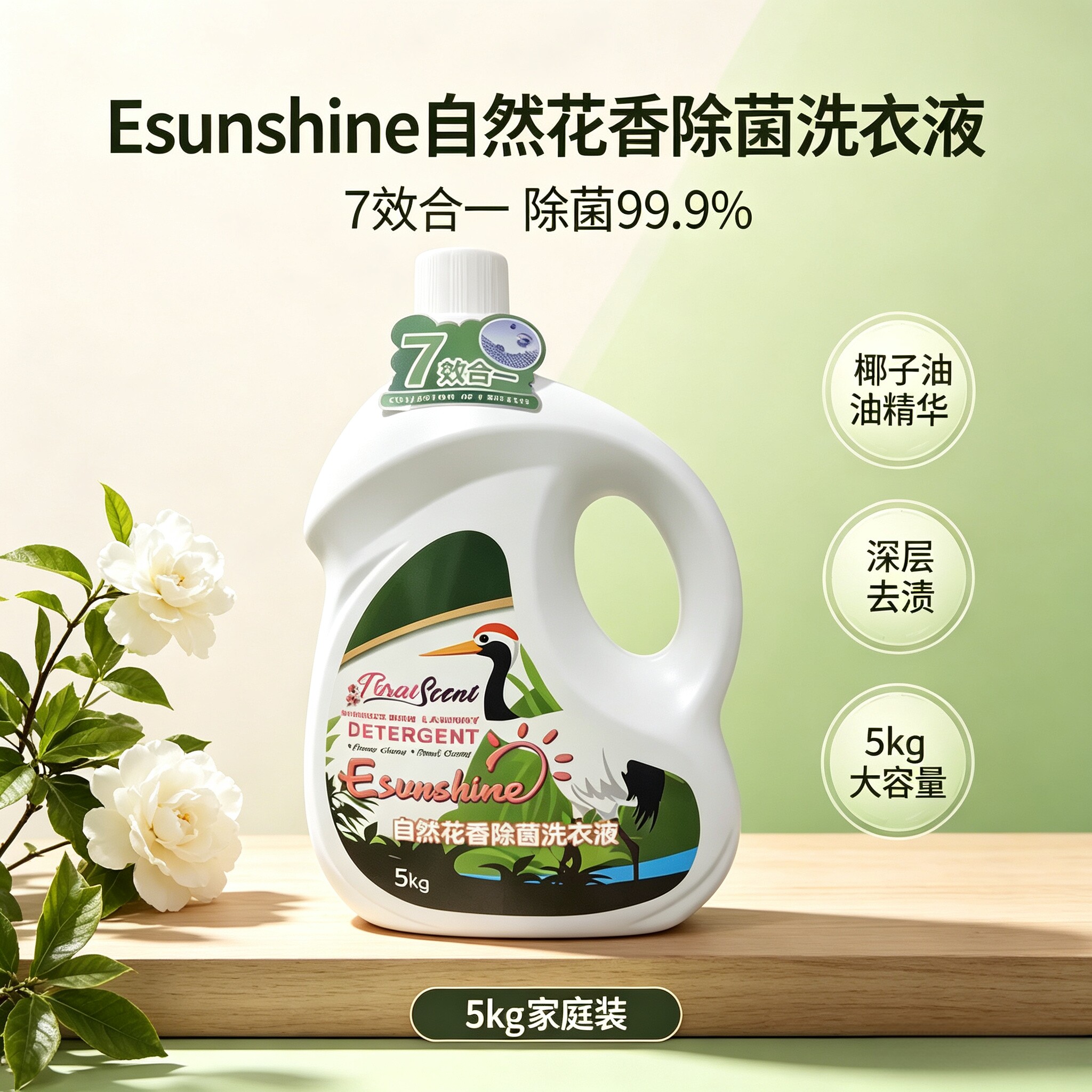 中石化专卖易阳光7效合1自然花香大容量10斤深层去渍除菌洗衣液