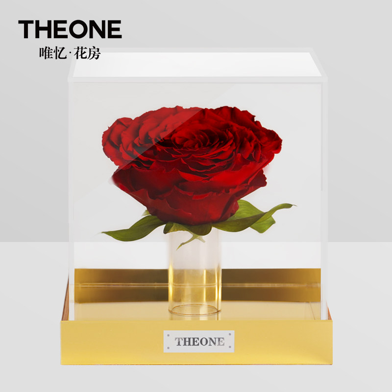 Theone唯忆永生花礼盒摆件干玫瑰真花束生日情人节礼物送女友爱人