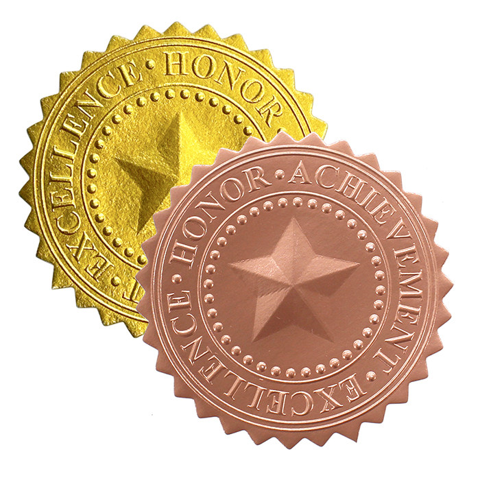 玫瑰金徽章贴纸铜色章印贴证书奖状装饰配件颁奖活动齿轮封口贴