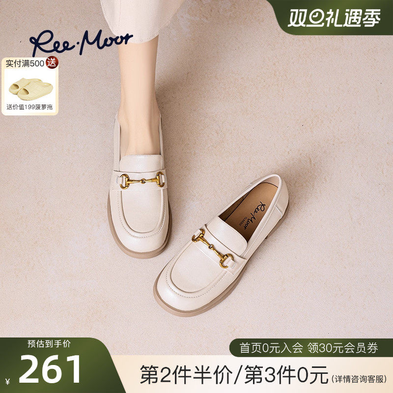reemoor女鞋圆头乐福鞋