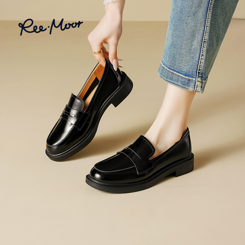 reemoor舒适通勤乐福鞋粗跟